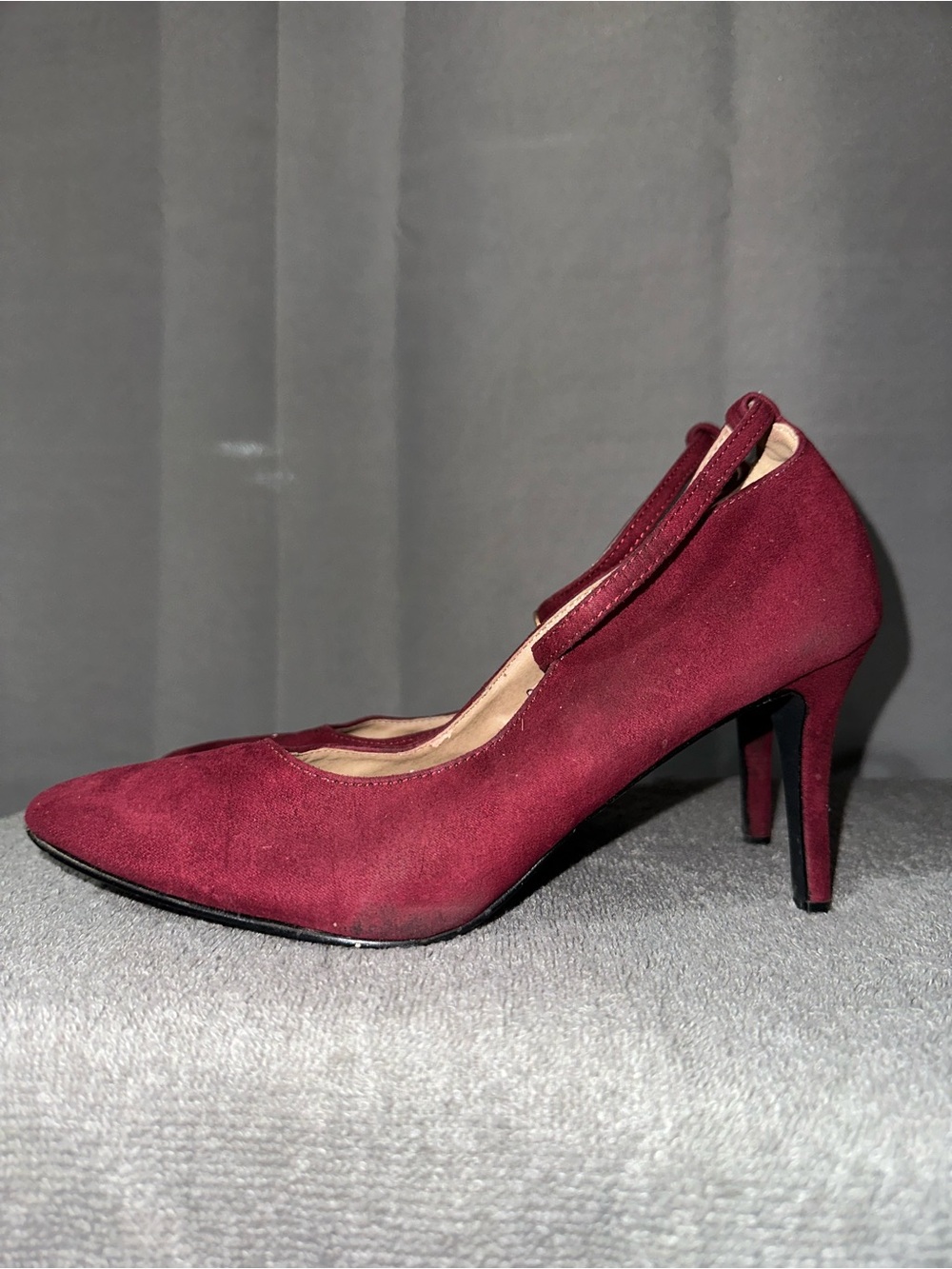 Shoe Dazzle Wine Suede Pointed-Toe Stiletto Heels